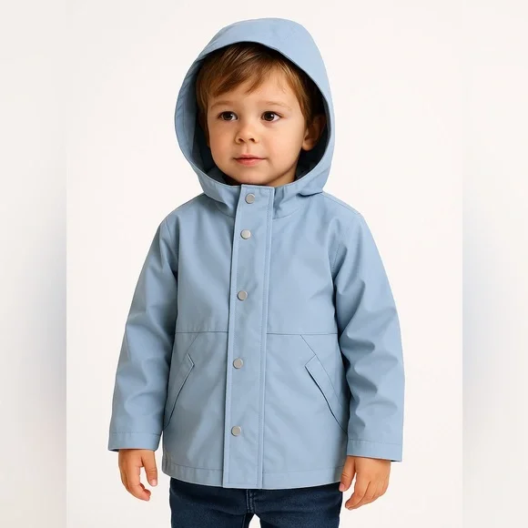 Zara Kids Hooded Raincoat Size 110 (4-5 Years) Blue Jacket - Picture 1 of 13